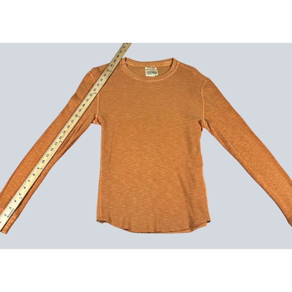 Lucky Brand Mens Lived In Thermal Waffle Knit Shirt Burnt Orange Size Small - Picture 5 of 14